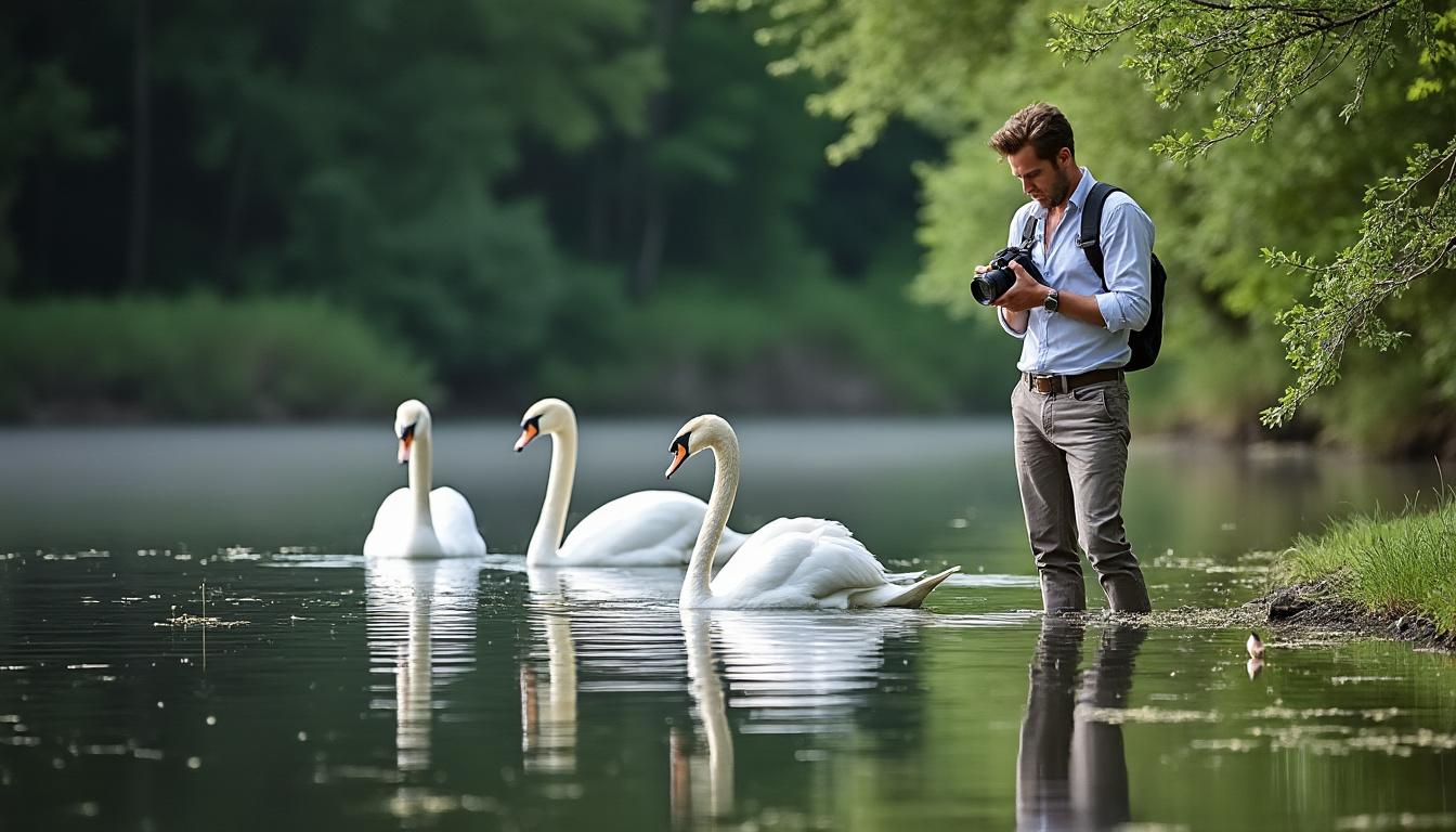 découvrez le travail artistique de vincent eblinger, photographe mosellan, qui capture la beauté et l'élégance de la langue des cygnes en lorraine à travers son objectif.